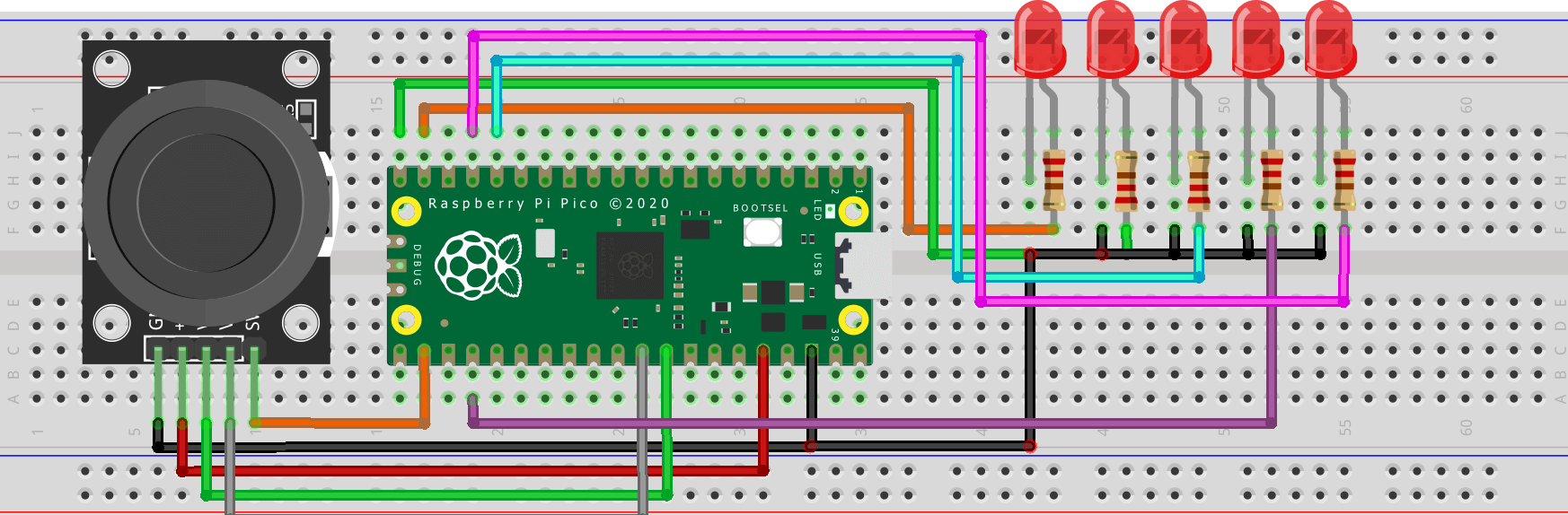 Joystick With Raspberry Pi Pico MicroPython Tutorial example 2